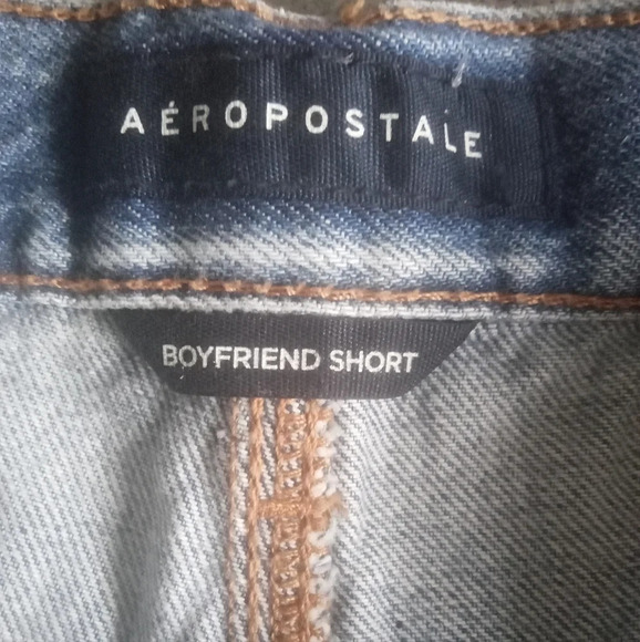 Aeropostale Low Rise Light Wash Textured Chevron Boyfriend Shorts Size 0 - Picture 5 of 7